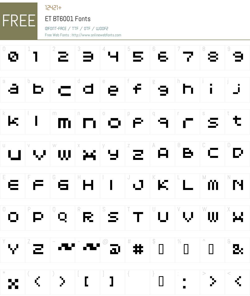 ET BT6001 Font Screenshots