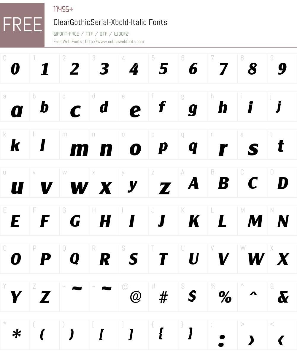 ClearGothicSerial-Xbold Font Screenshots