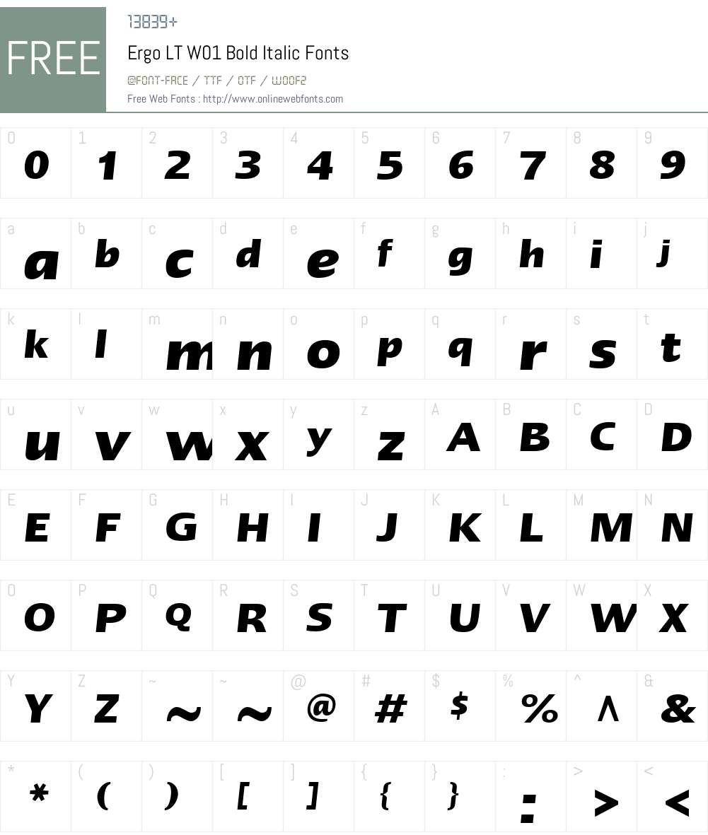 ErgoLTW01-BoldItalic Font Screenshots
