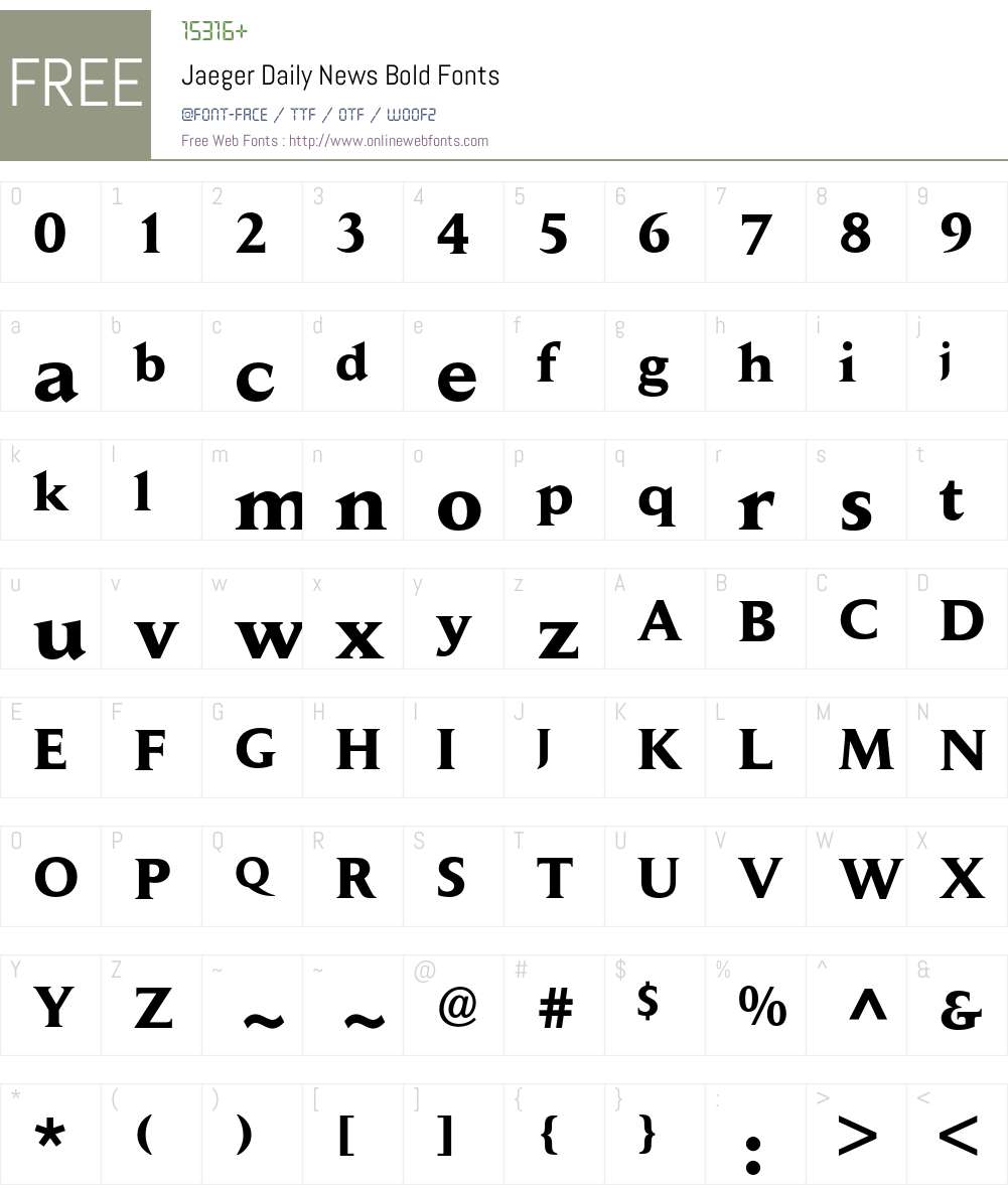 Jaeger Daily News Font Screenshots