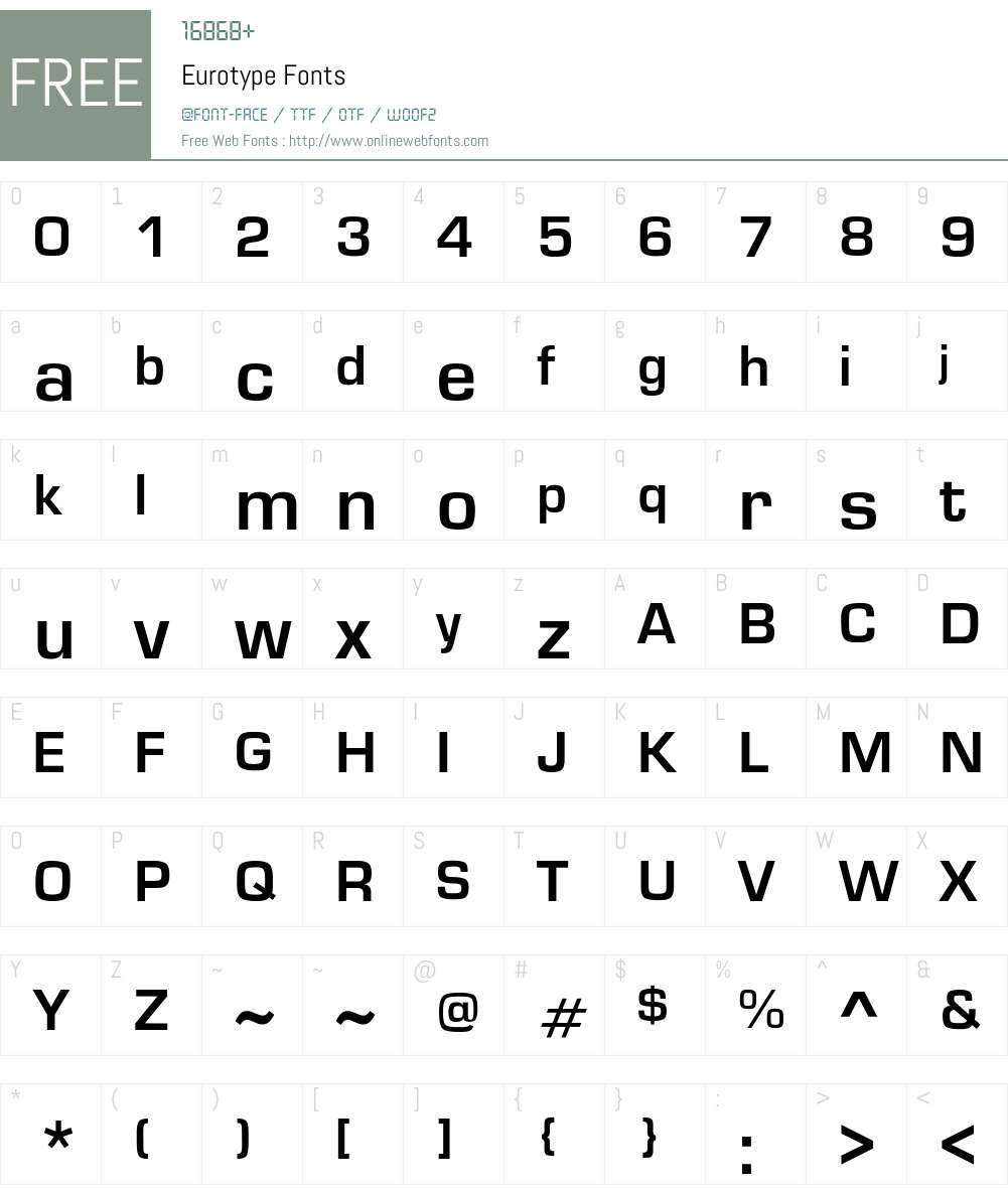 Eurotype Font Screenshots