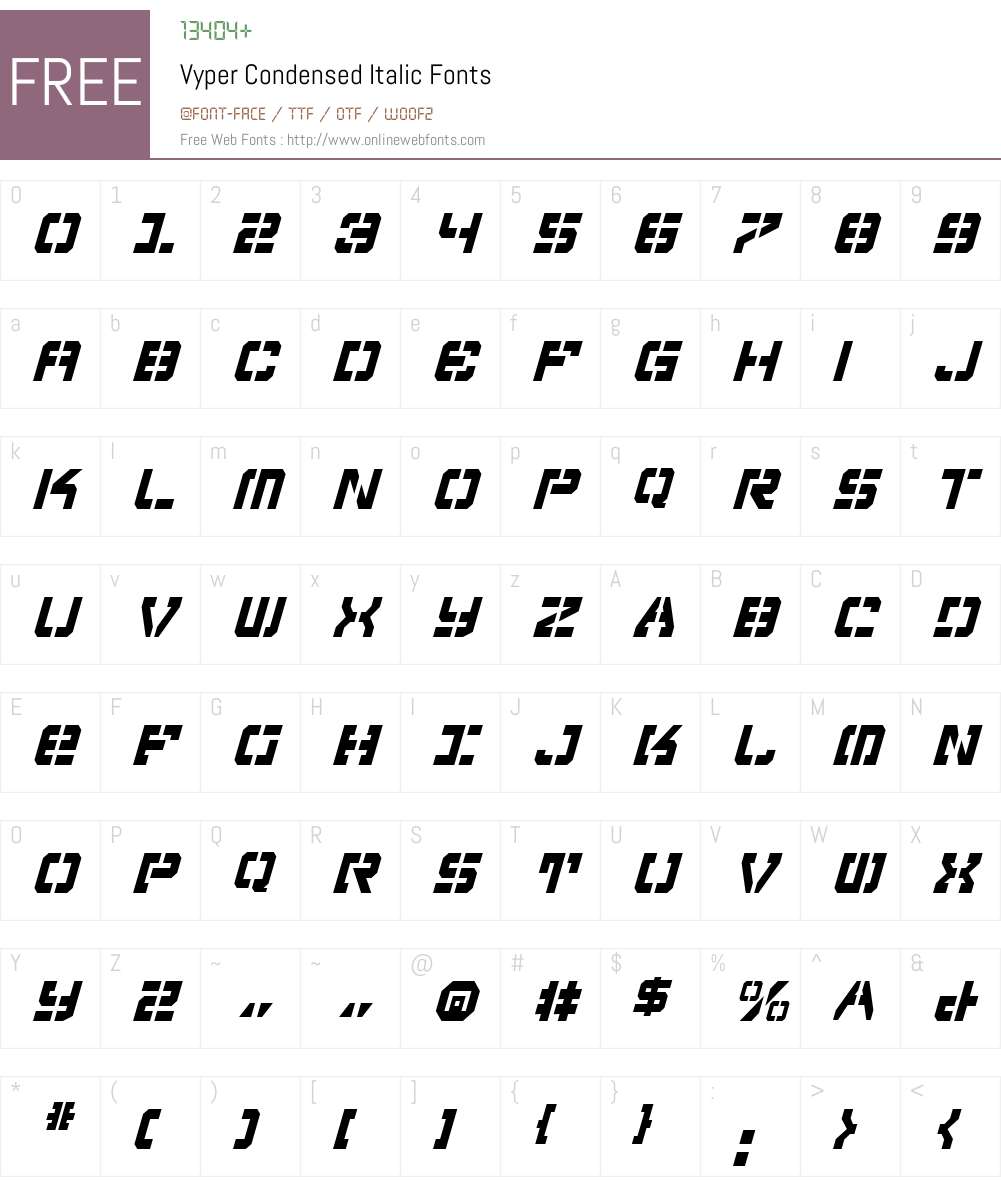 Vyper Condensed Italic Font Screenshots