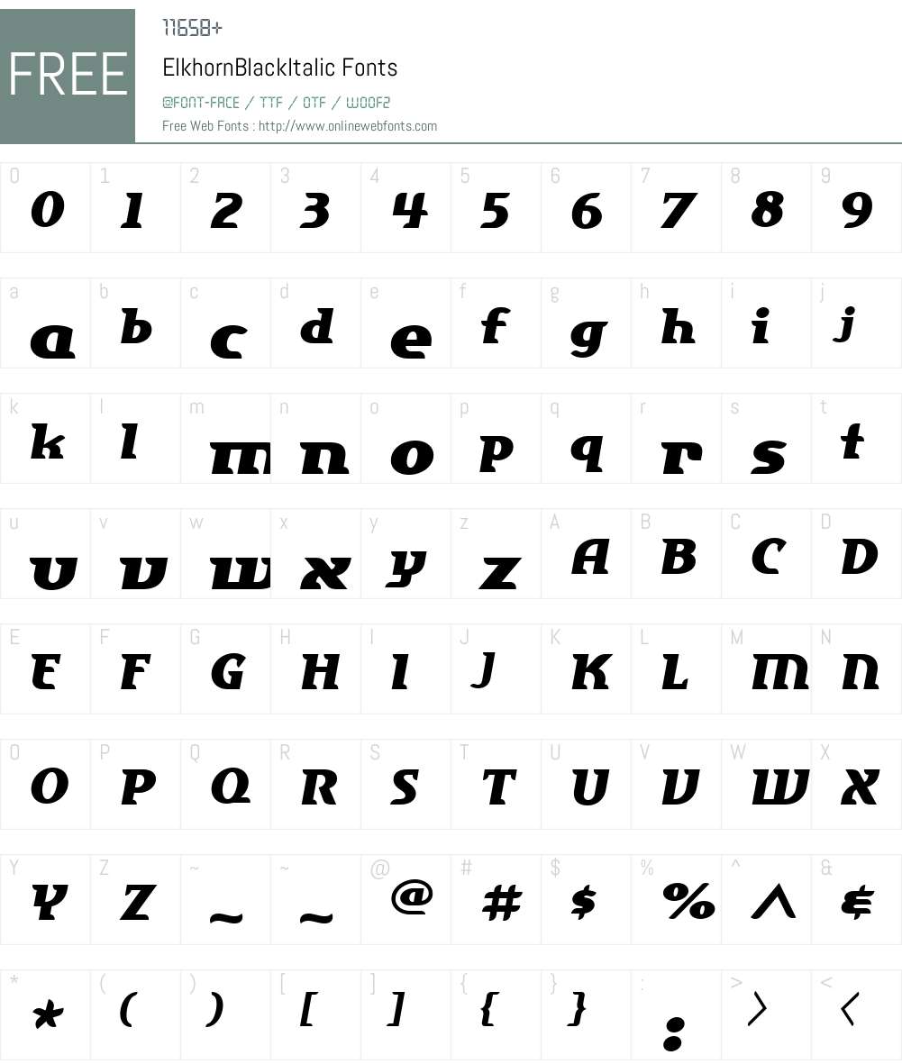 ElkhornW00-BlackIt Font Screenshots