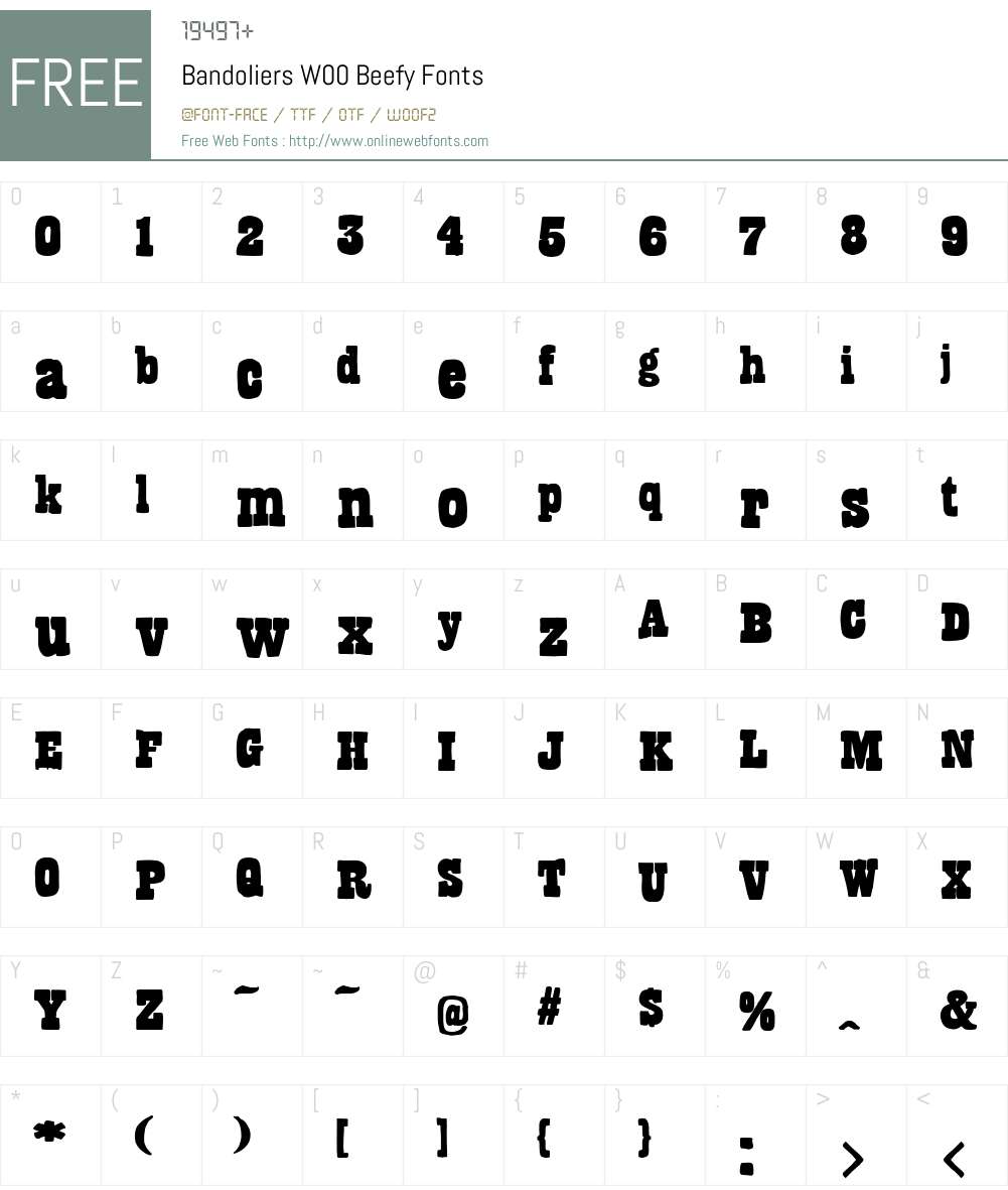 BandoliersW00-Beefy Font Screenshots