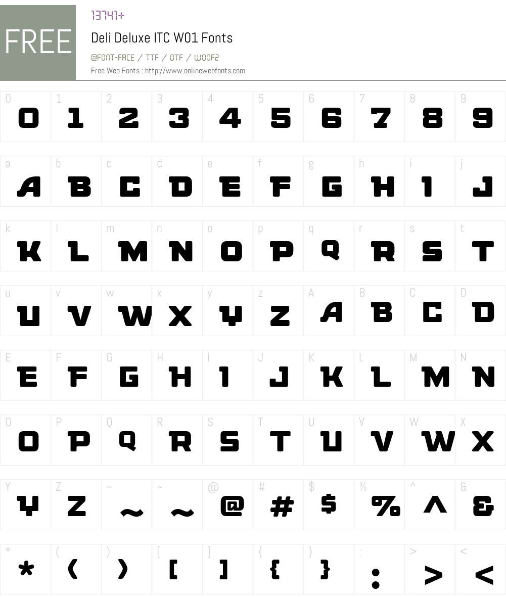 DeliDeluxeITCW01 Font Screenshots