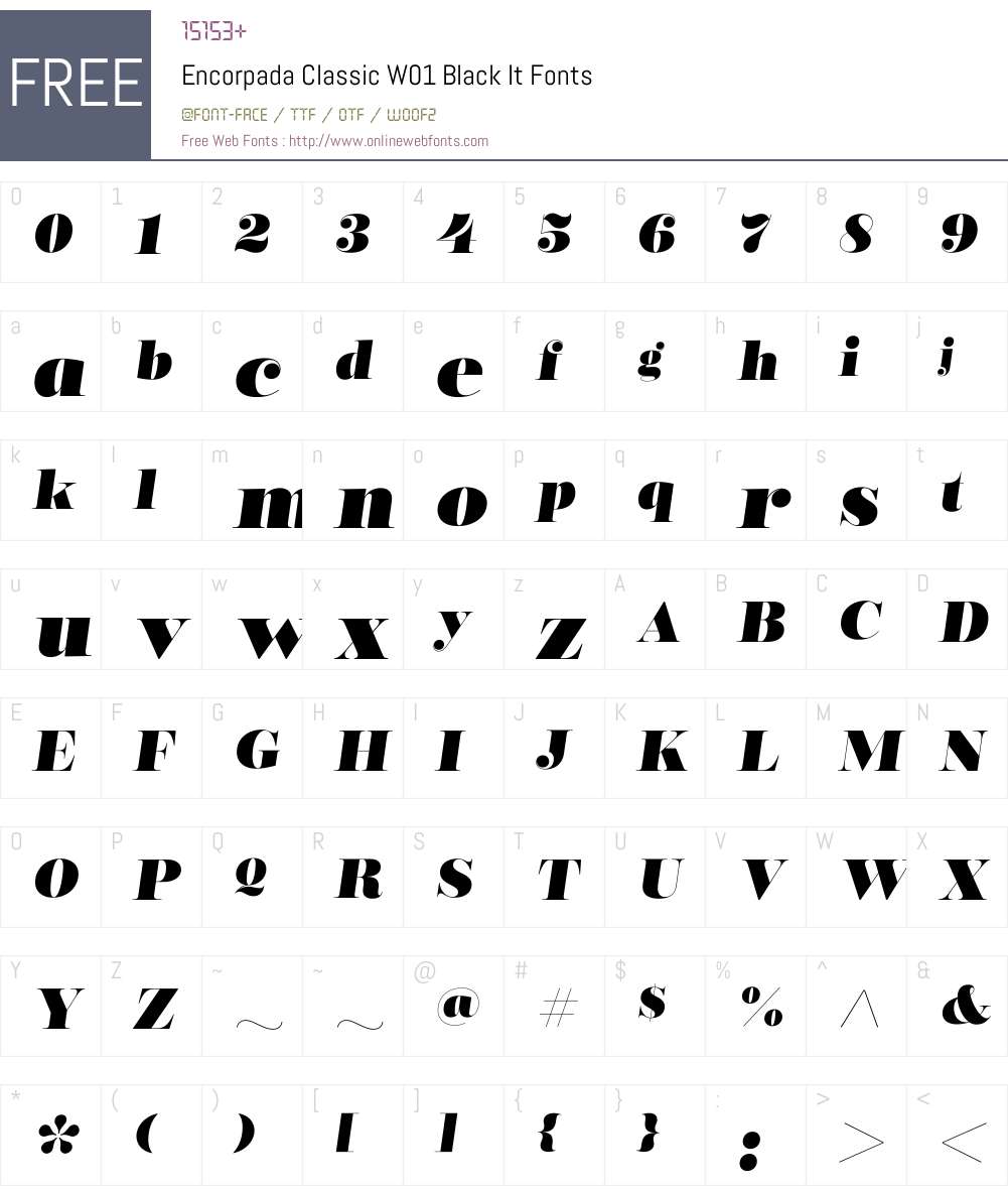 EncorpadaClassicW01-BlackIt Font Screenshots