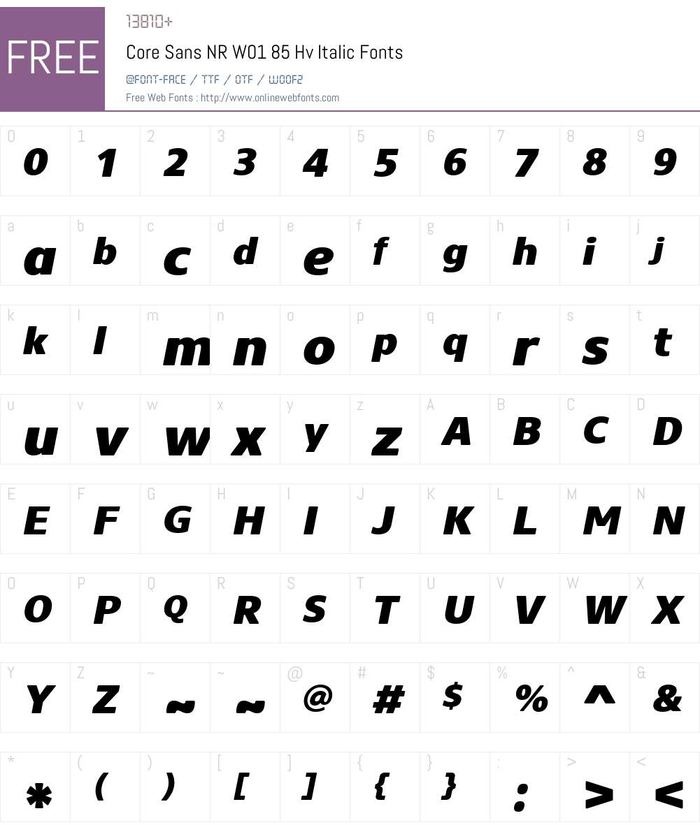 CoreSansNRW01-85HvItalic Font Screenshots