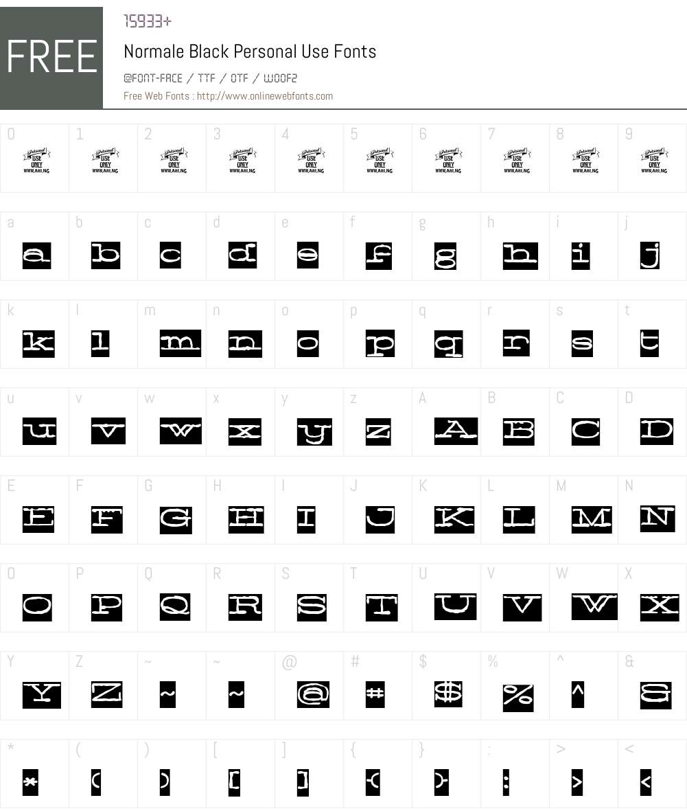 Normale Black Personal Use Font Screenshots