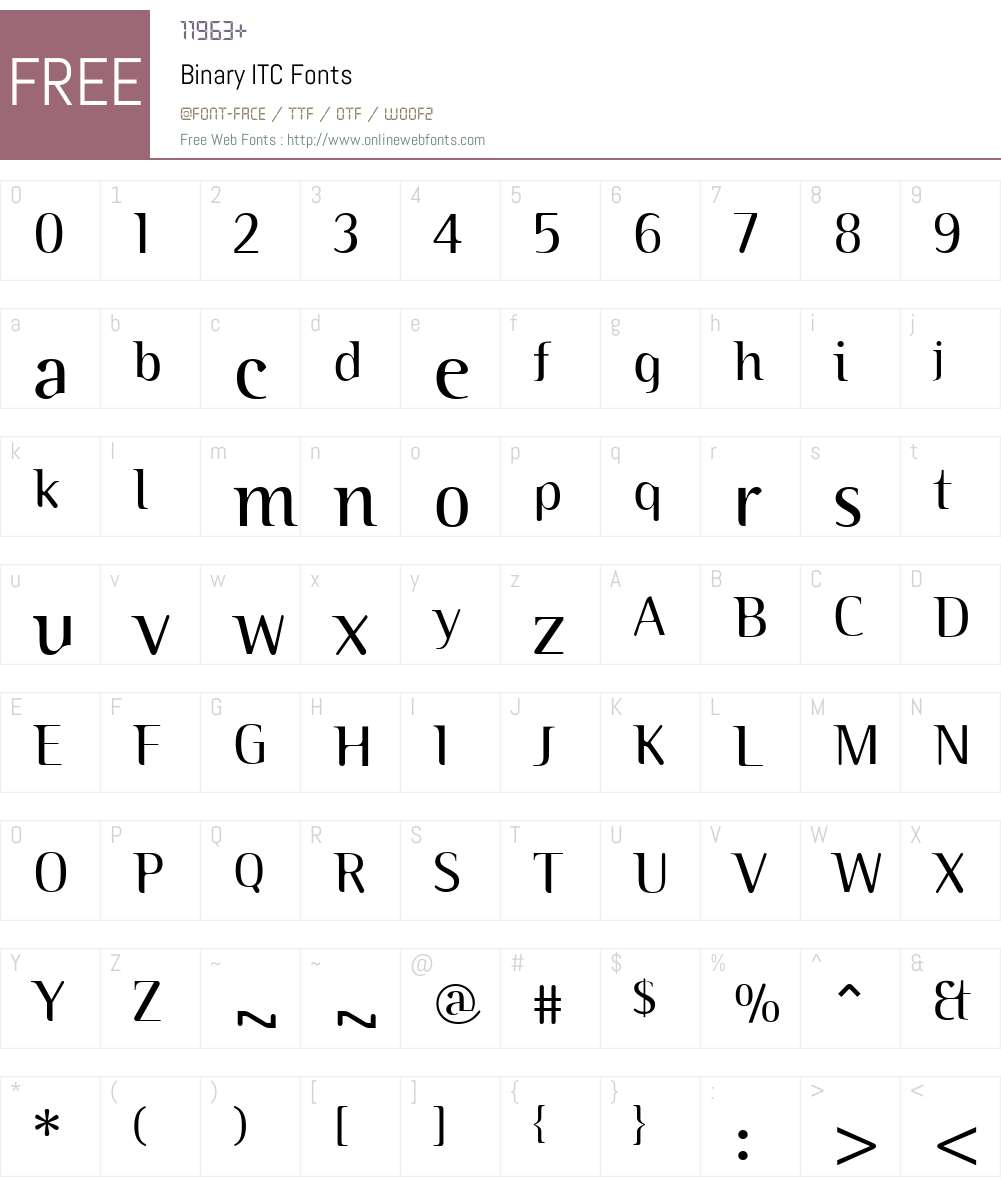 Binary ITC Font Screenshots