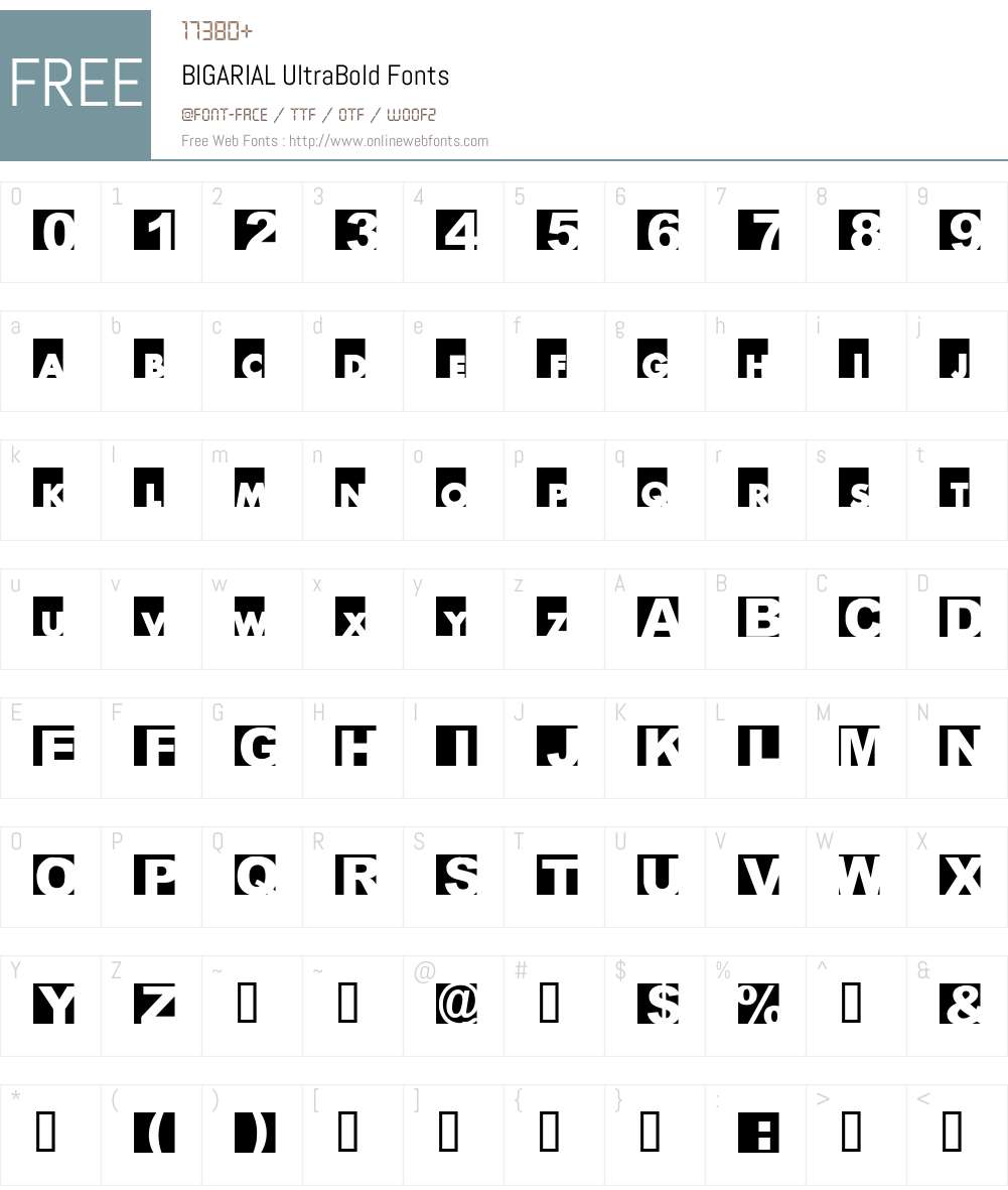 BIGARIAL Font Screenshots