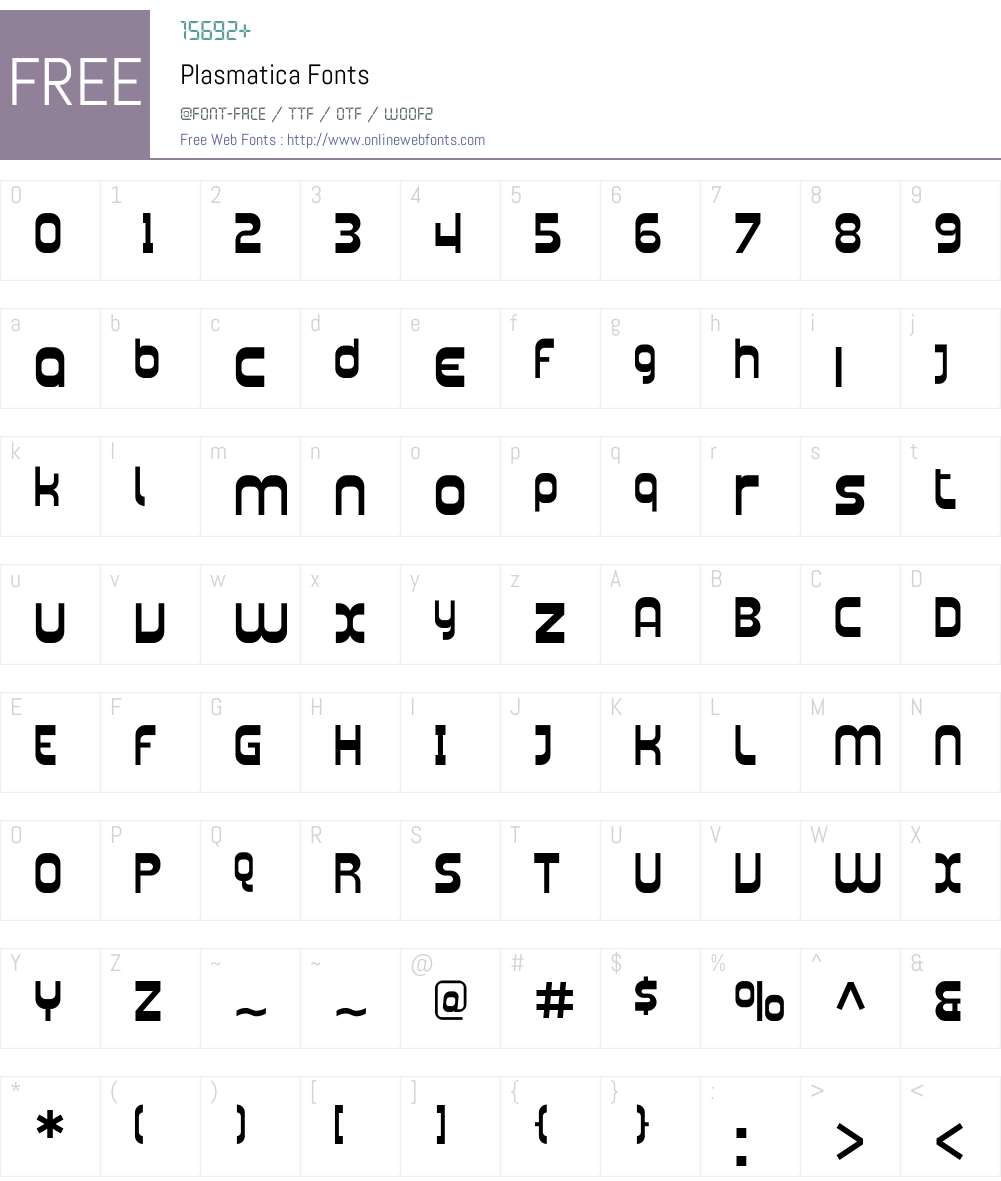 Plasmatica Font Screenshots
