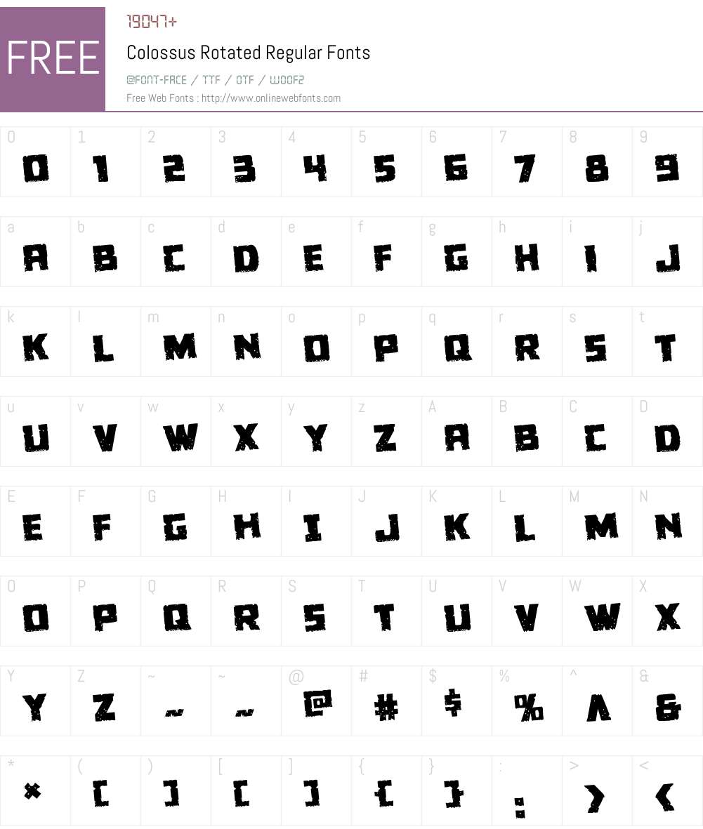 Colossus Rotated Font Screenshots