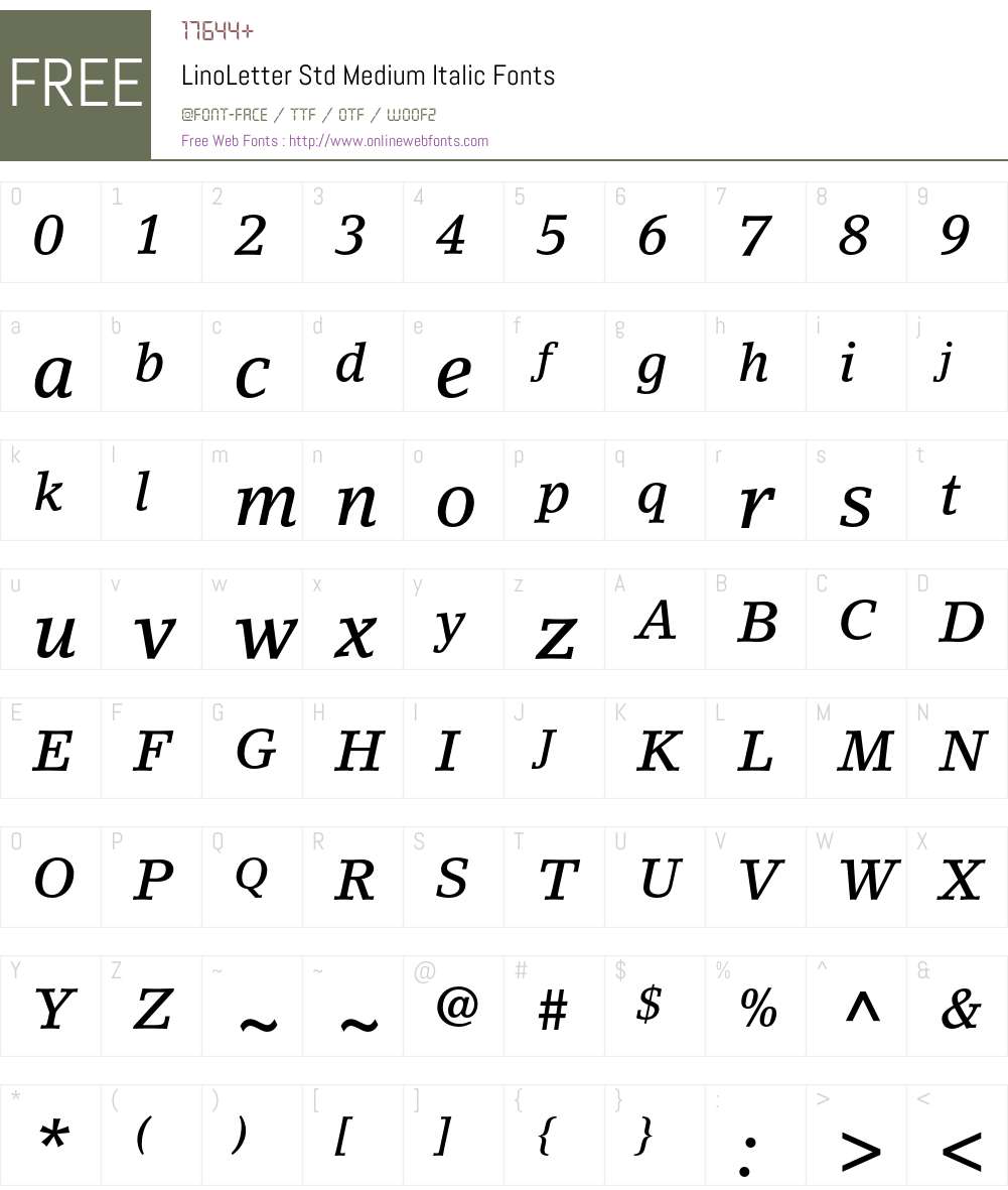 LinoLetter Std Font Screenshots