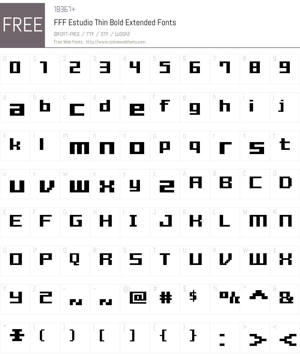 FFF Estudio Thin Bold Extended Font Screenshots