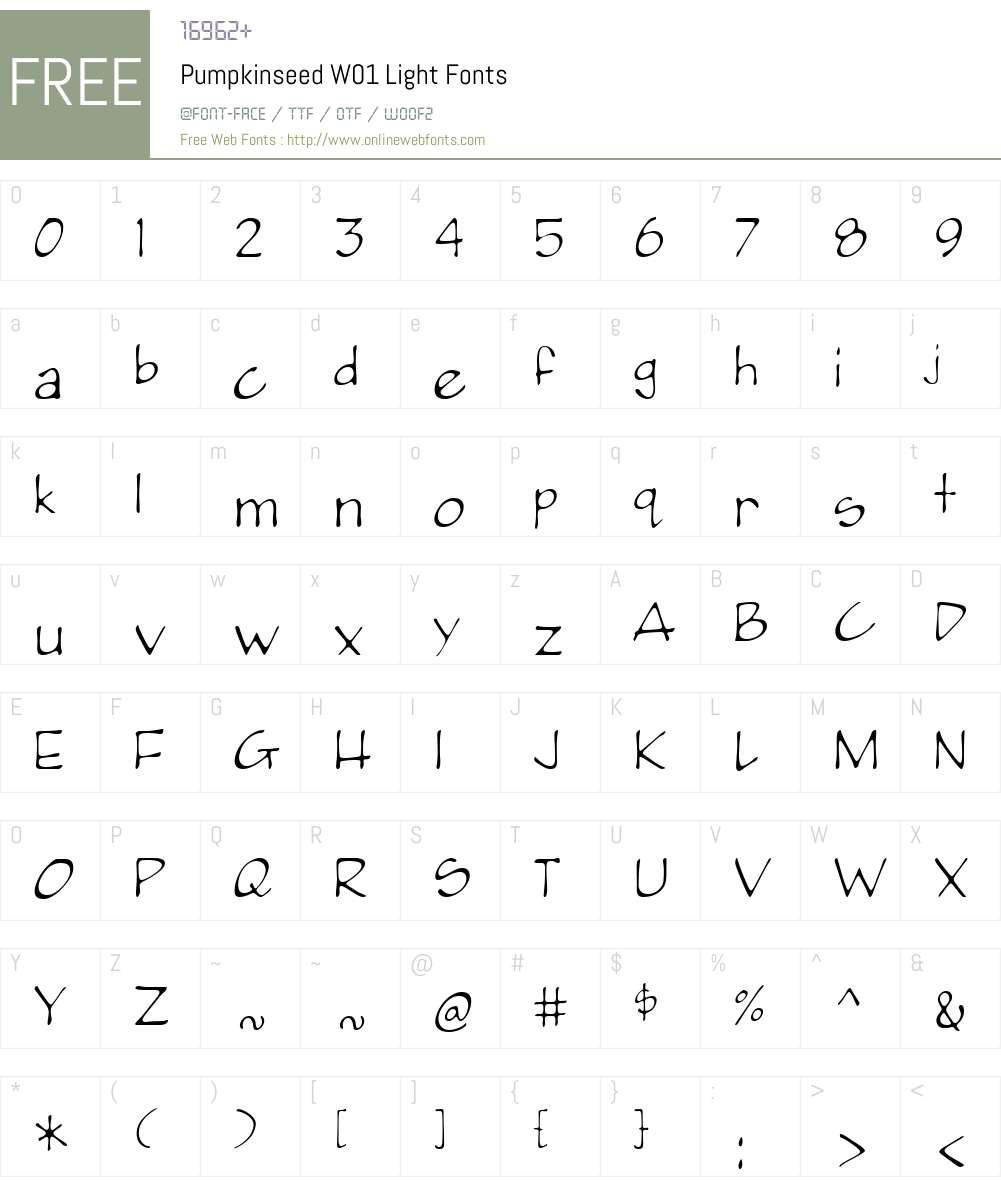 PumpkinseedW01-Light Font Screenshots