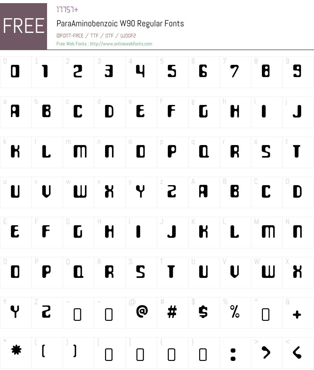 ParaAminobenzoicW90-Rg Font Screenshots