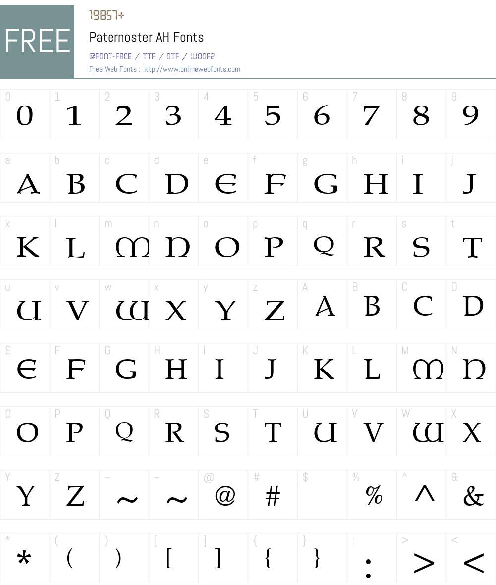 Paternoster AH Font Screenshots