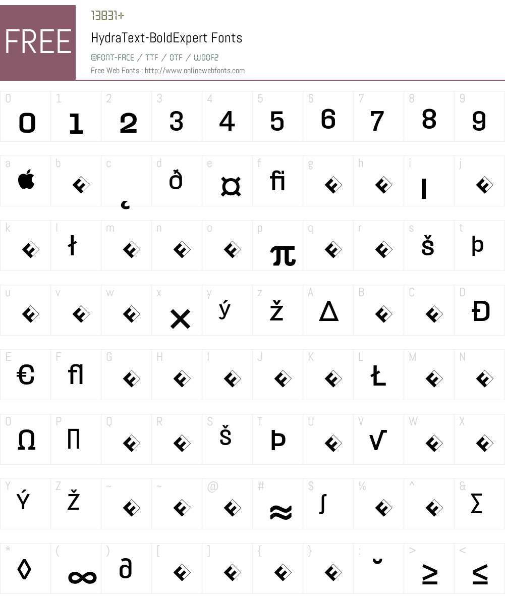 HydraText-BoldExpert Font Screenshots