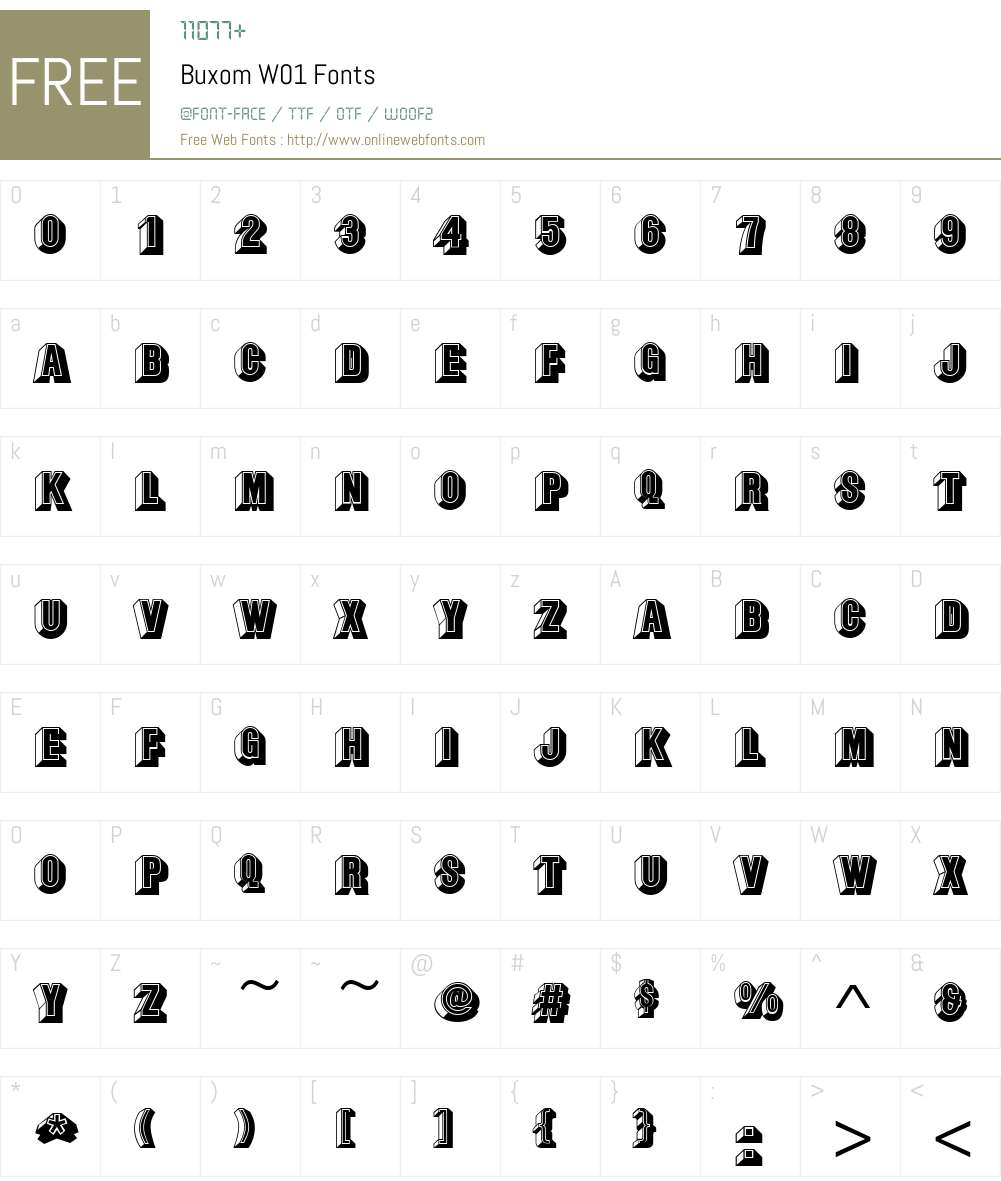 BuxomW01 Font Screenshots
