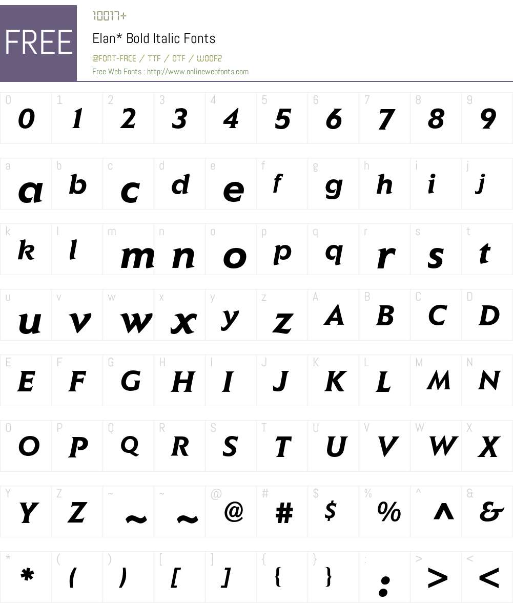 Elan BQ Font Screenshots
