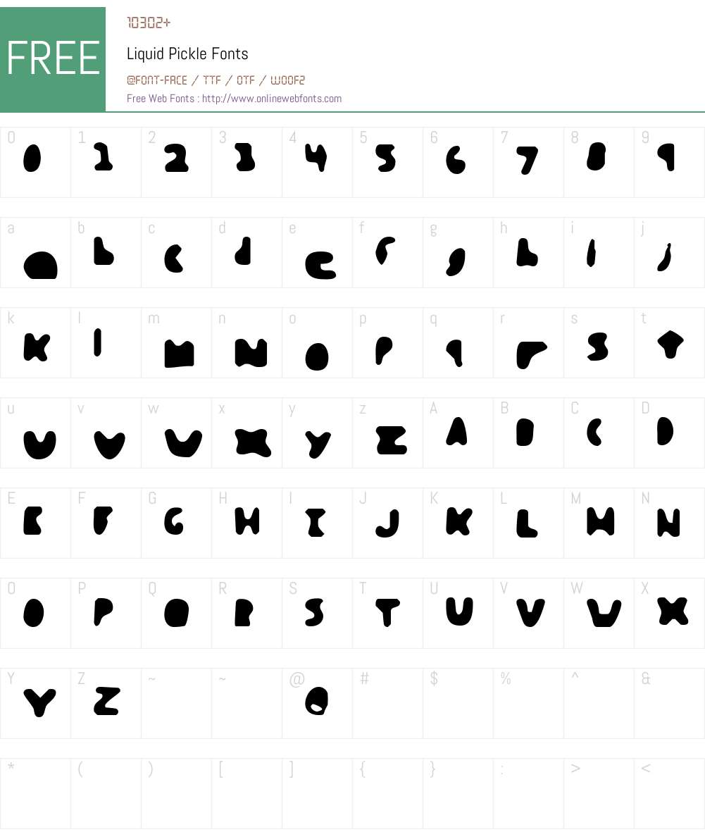 Liquid Pickle Font Screenshots