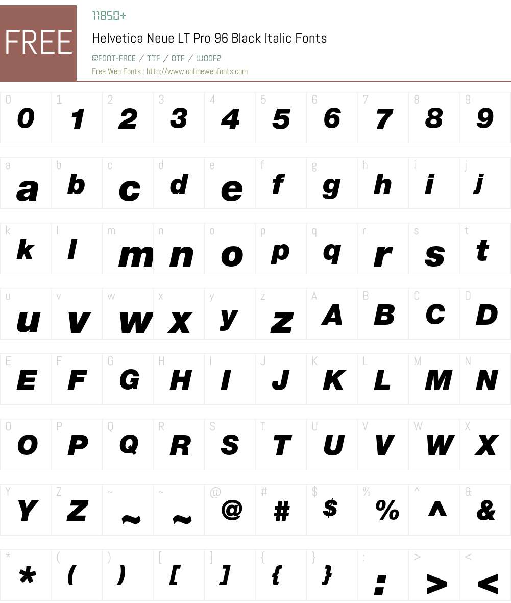 Helvetica Neue LT Pro Font Screenshots