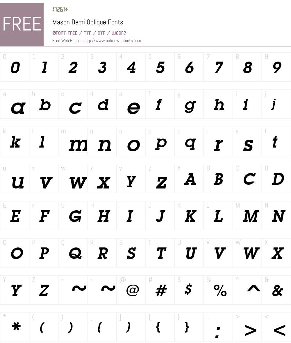 Mason Font Screenshots