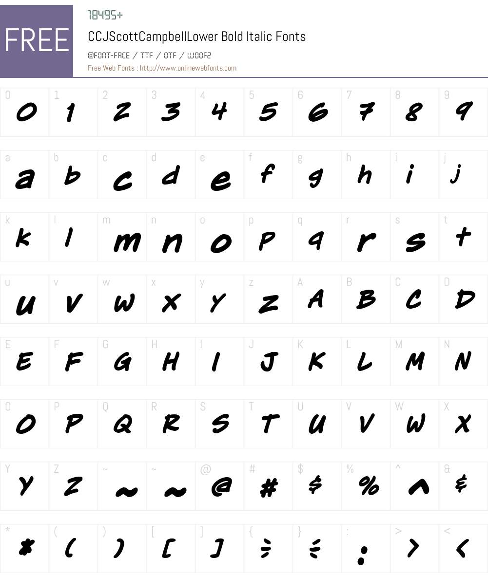 CCJScottCampbellLower-BdIt Font Screenshots