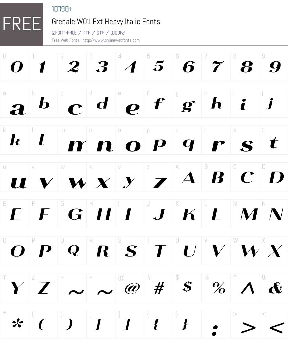 GrenaleW01-ExtHeavyItalic Font Screenshots