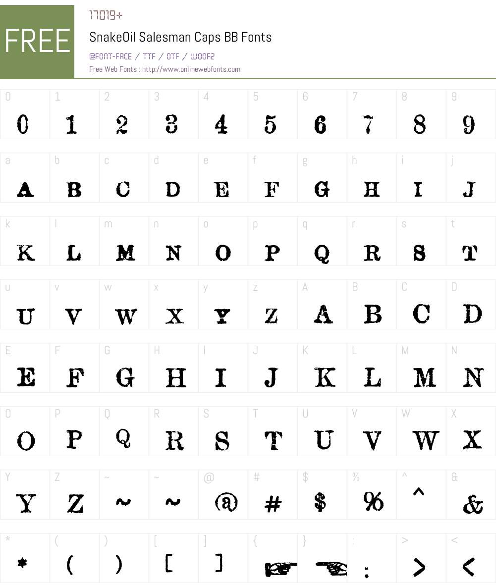SnakeOilSalesmanCapsBB Font Screenshots