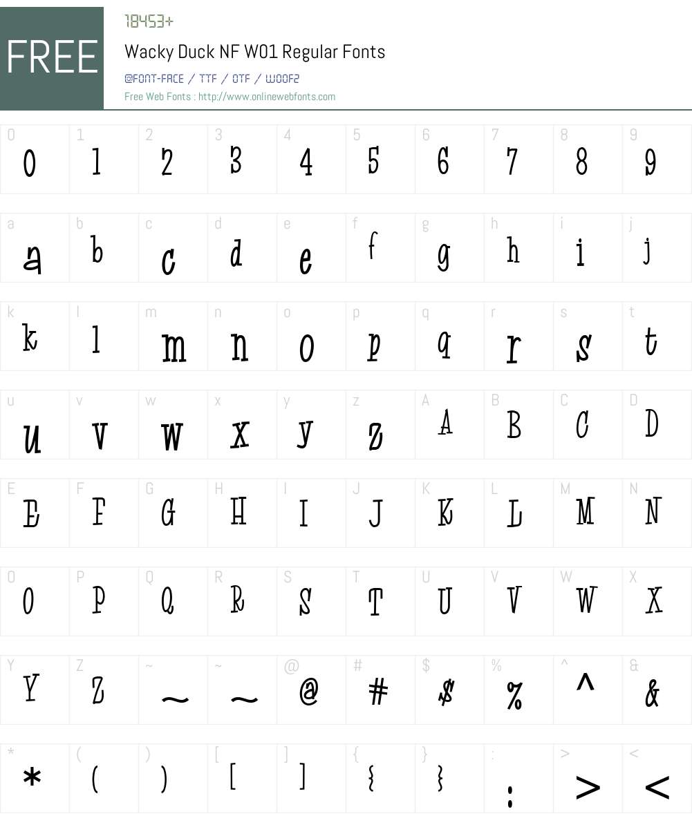 WackyDuckNFW01-Regular Font Screenshots
