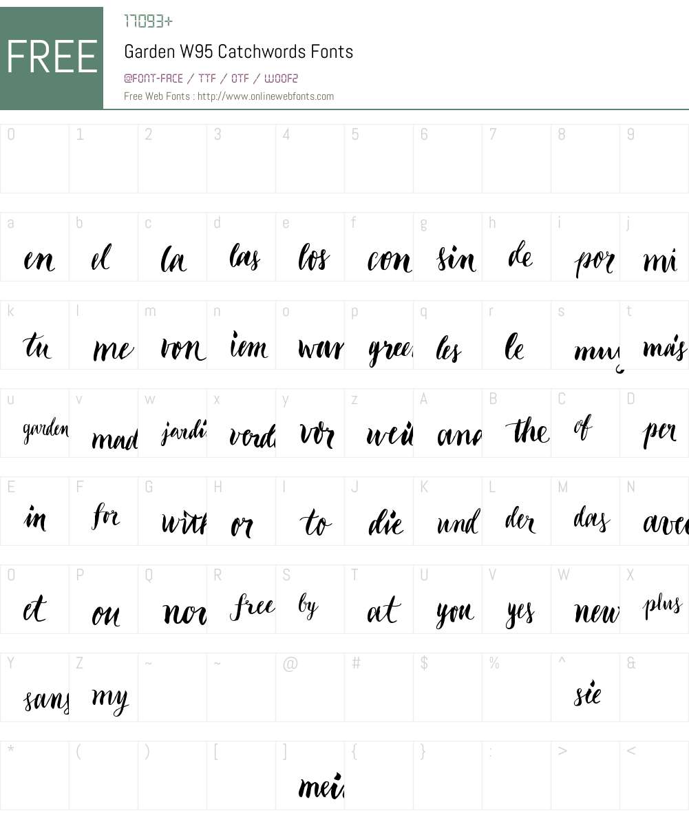 GardenW95-Catchwords Font Screenshots