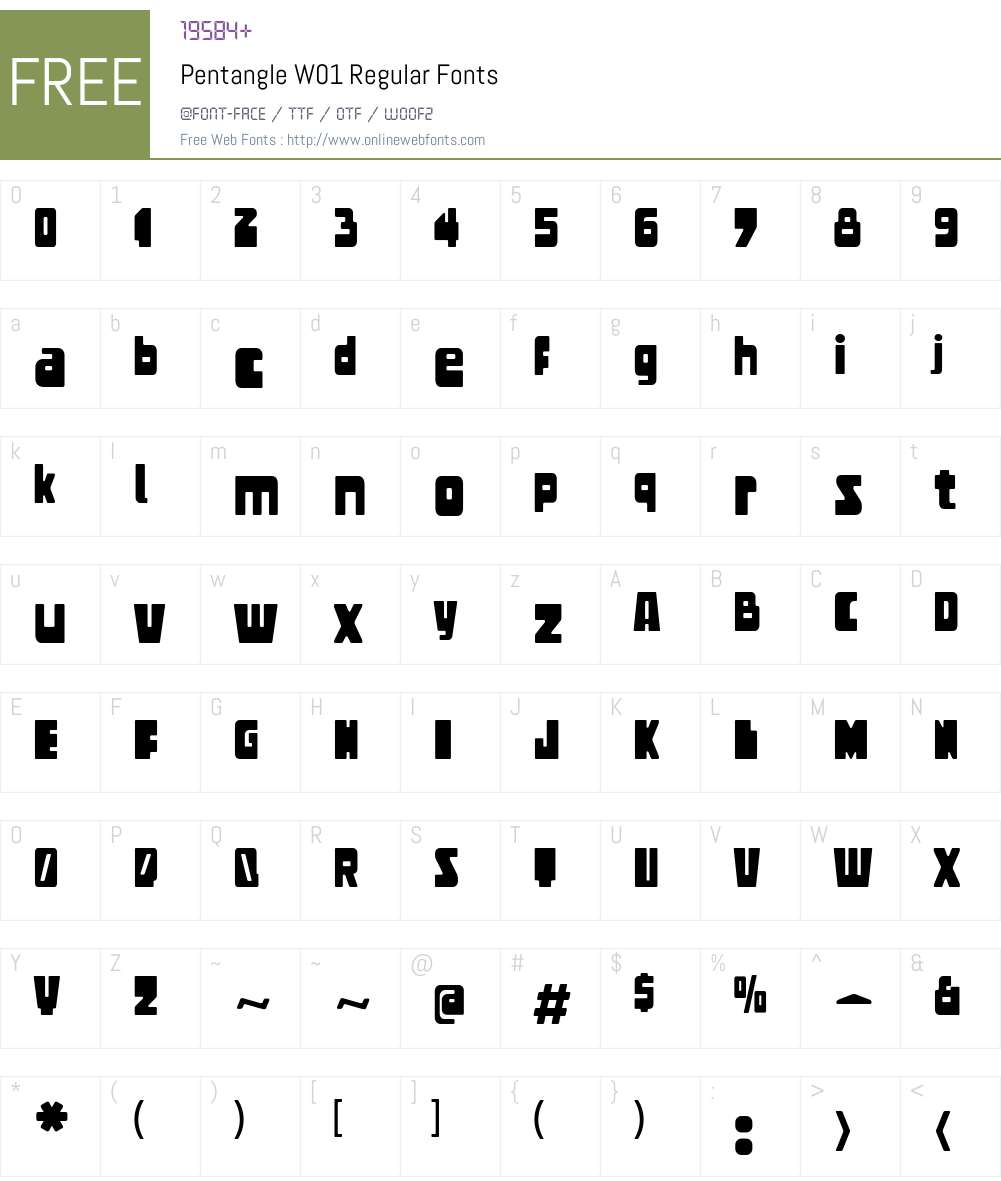 Pentangle Font Screenshots