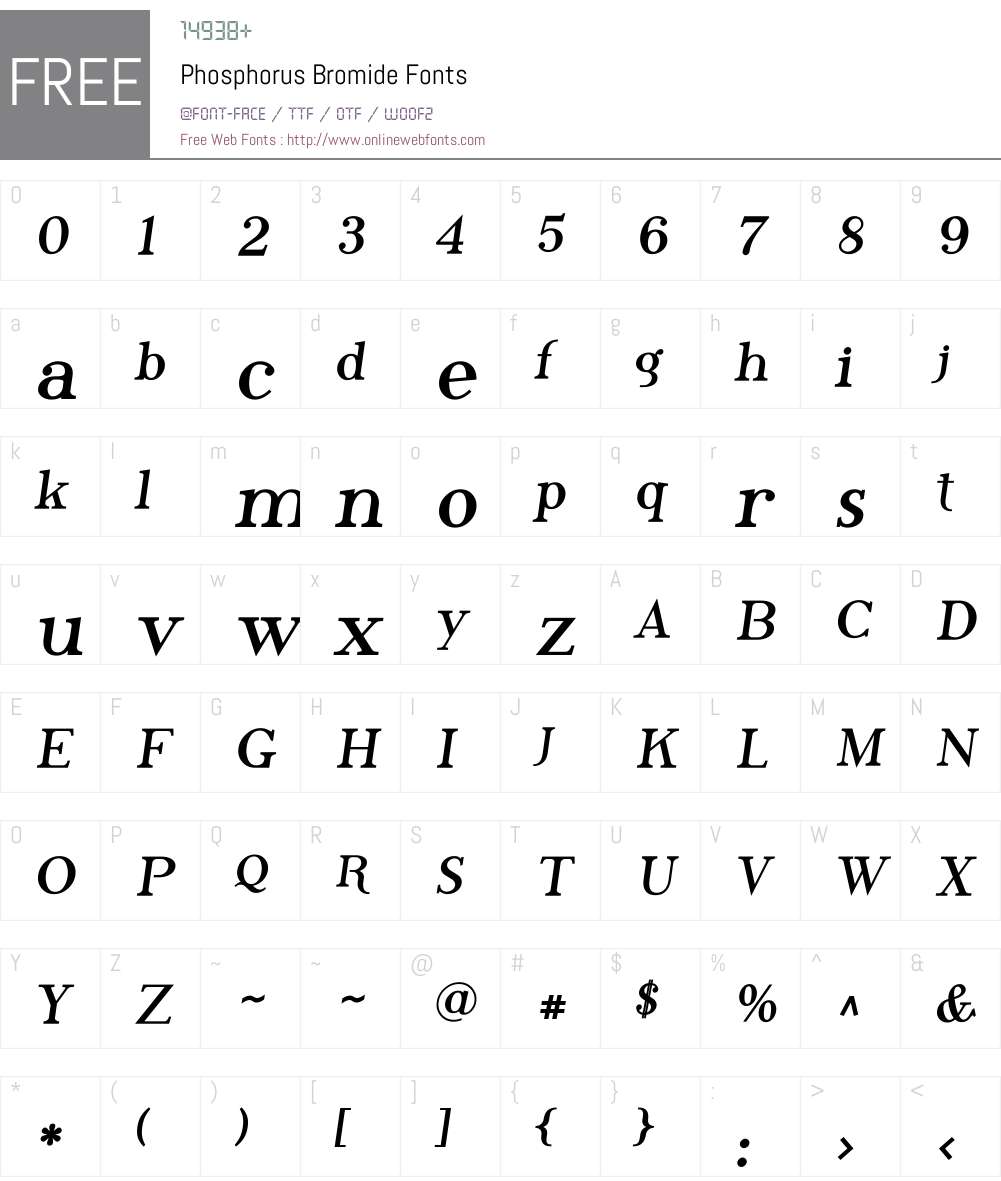 Phosphorus Bromide Font Screenshots