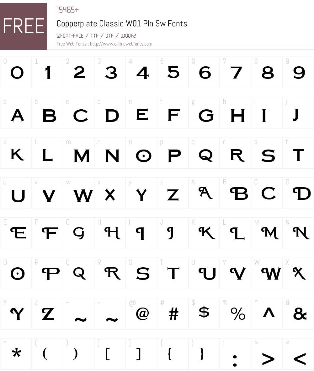 CopperplateClassicW01-PlnSw Font Screenshots