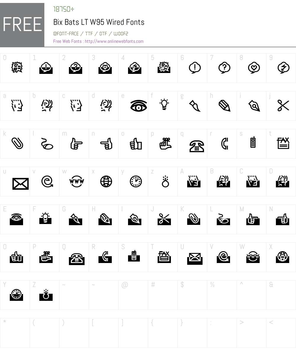 BixBatsLTW95-Wired Font Screenshots