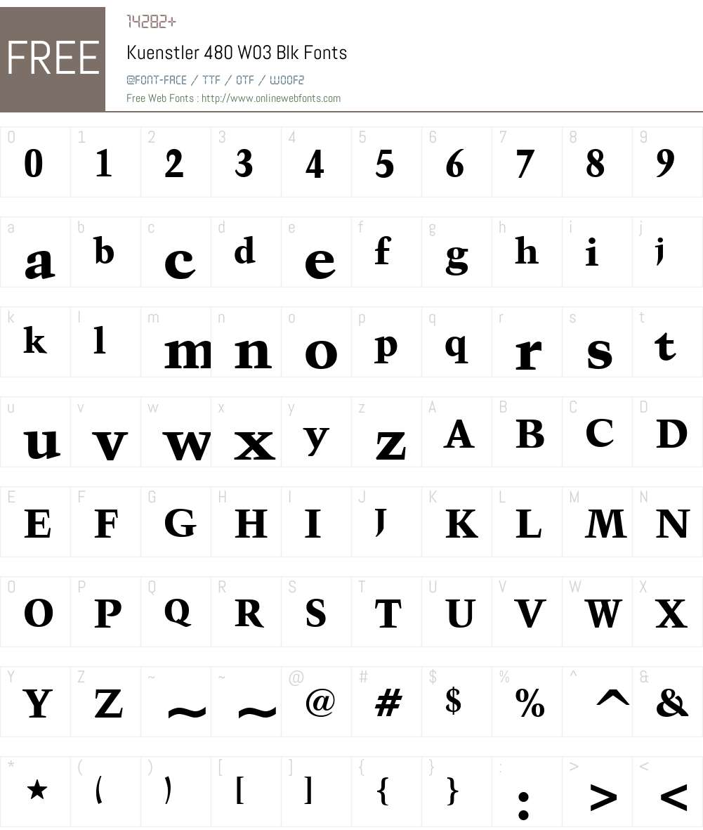 Kuenstler 480 Font Screenshots