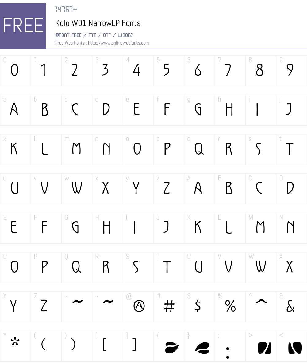 KoloW01-NarrowLP Font Screenshots