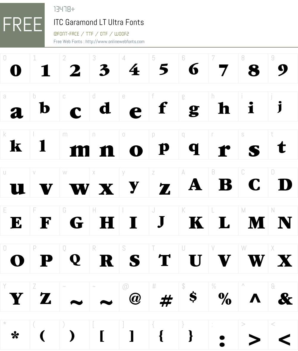 ITC Garamond LT Font Screenshots