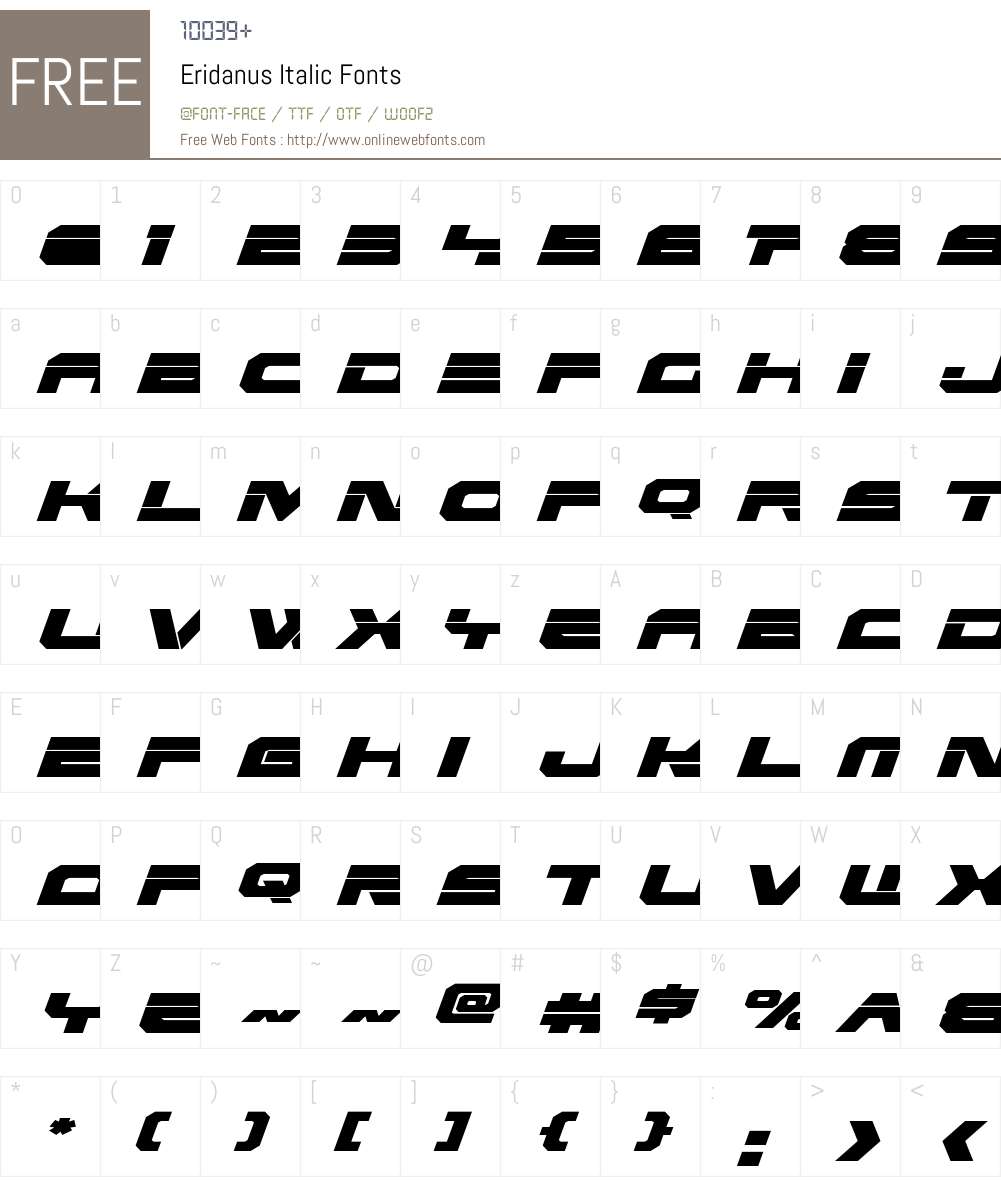 Eridanus Italic Font Screenshots