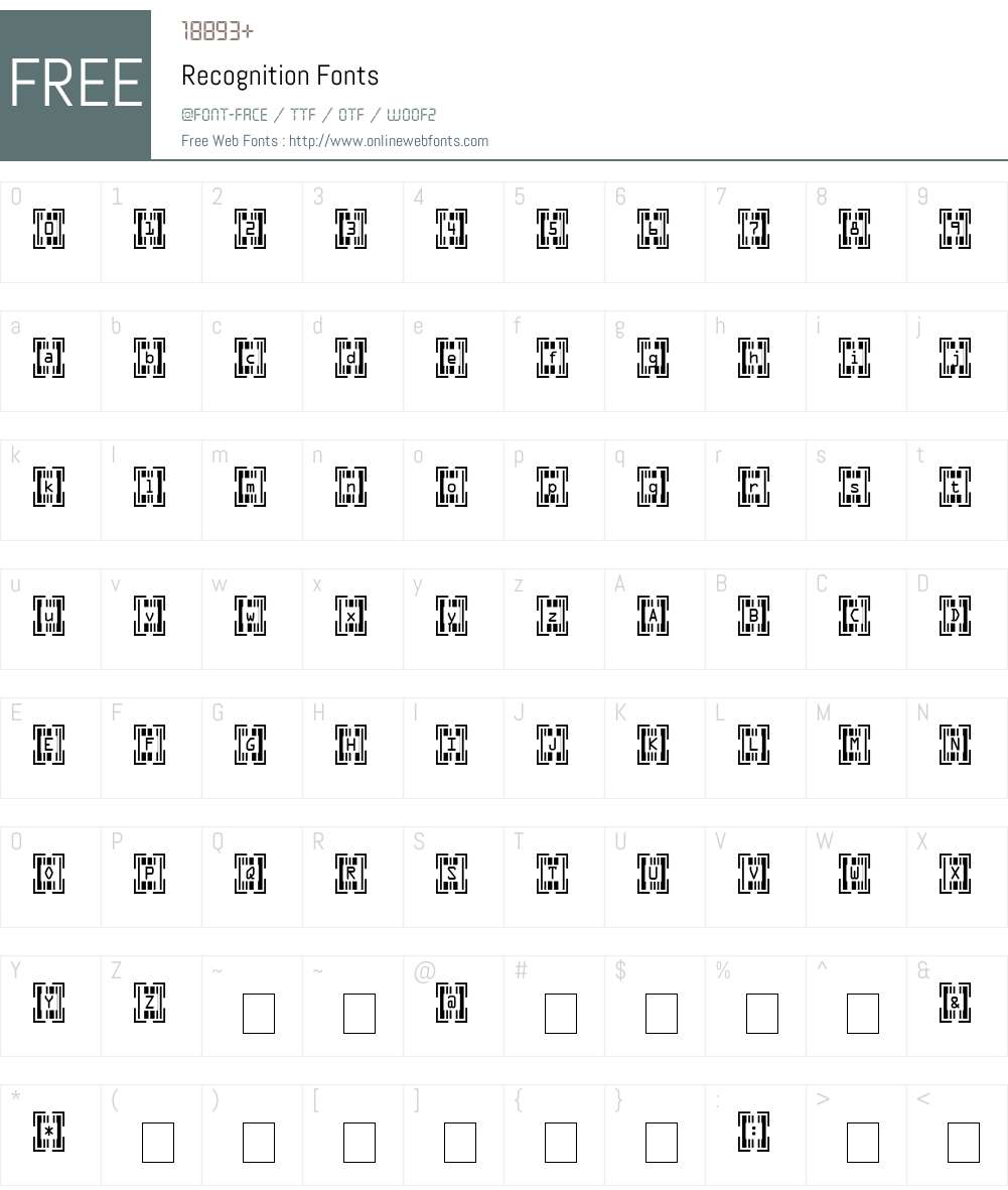 Recognition Font Screenshots