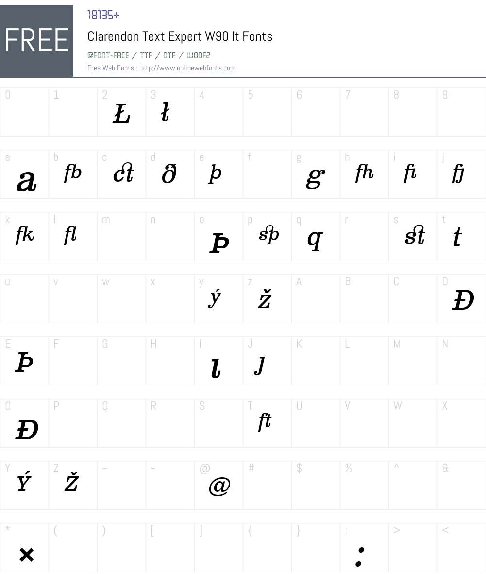 ClarendonTextExpertW90-It Font Screenshots
