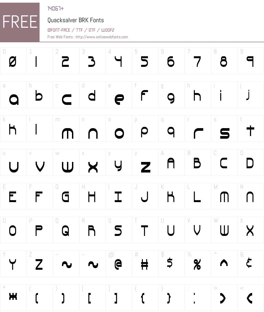 Quacksalver BRK Font Screenshots
