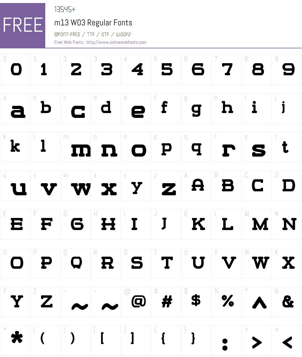 m13W03-Regular Font Screenshots