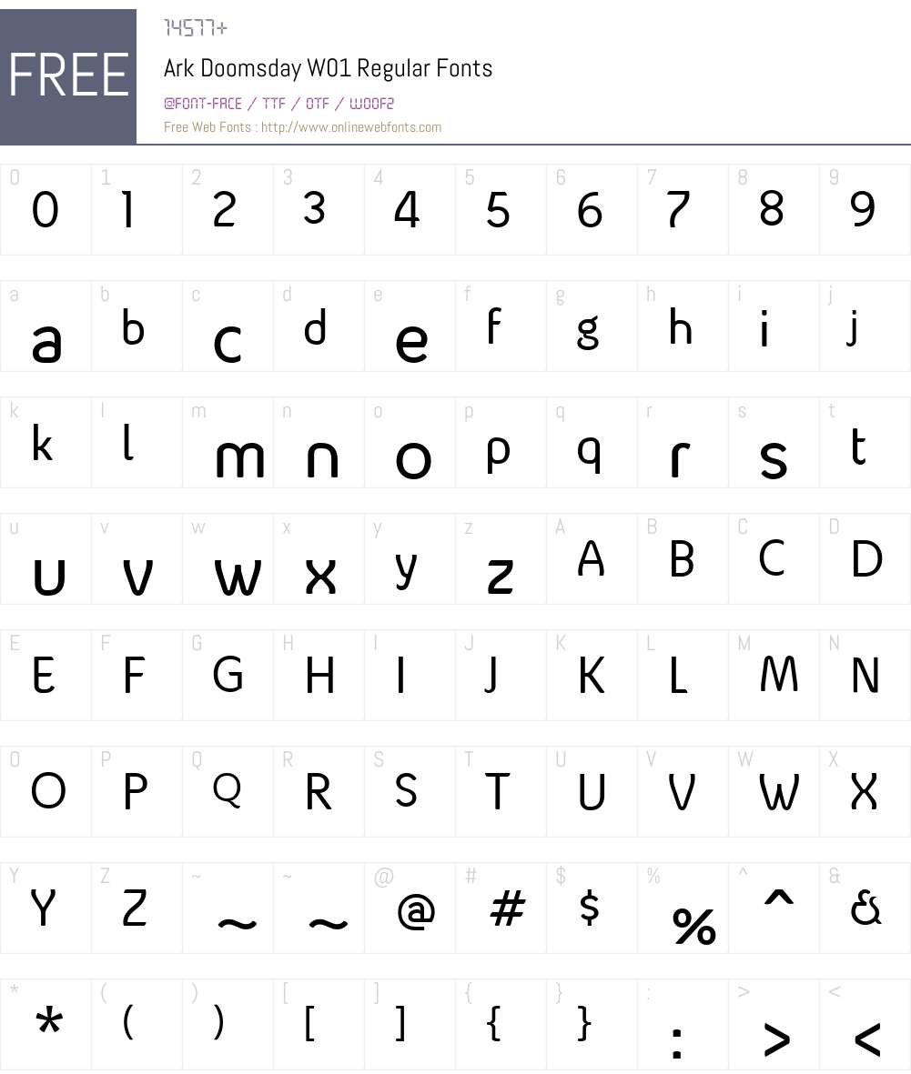 ArkDoomsdayW01-Regular Font Screenshots