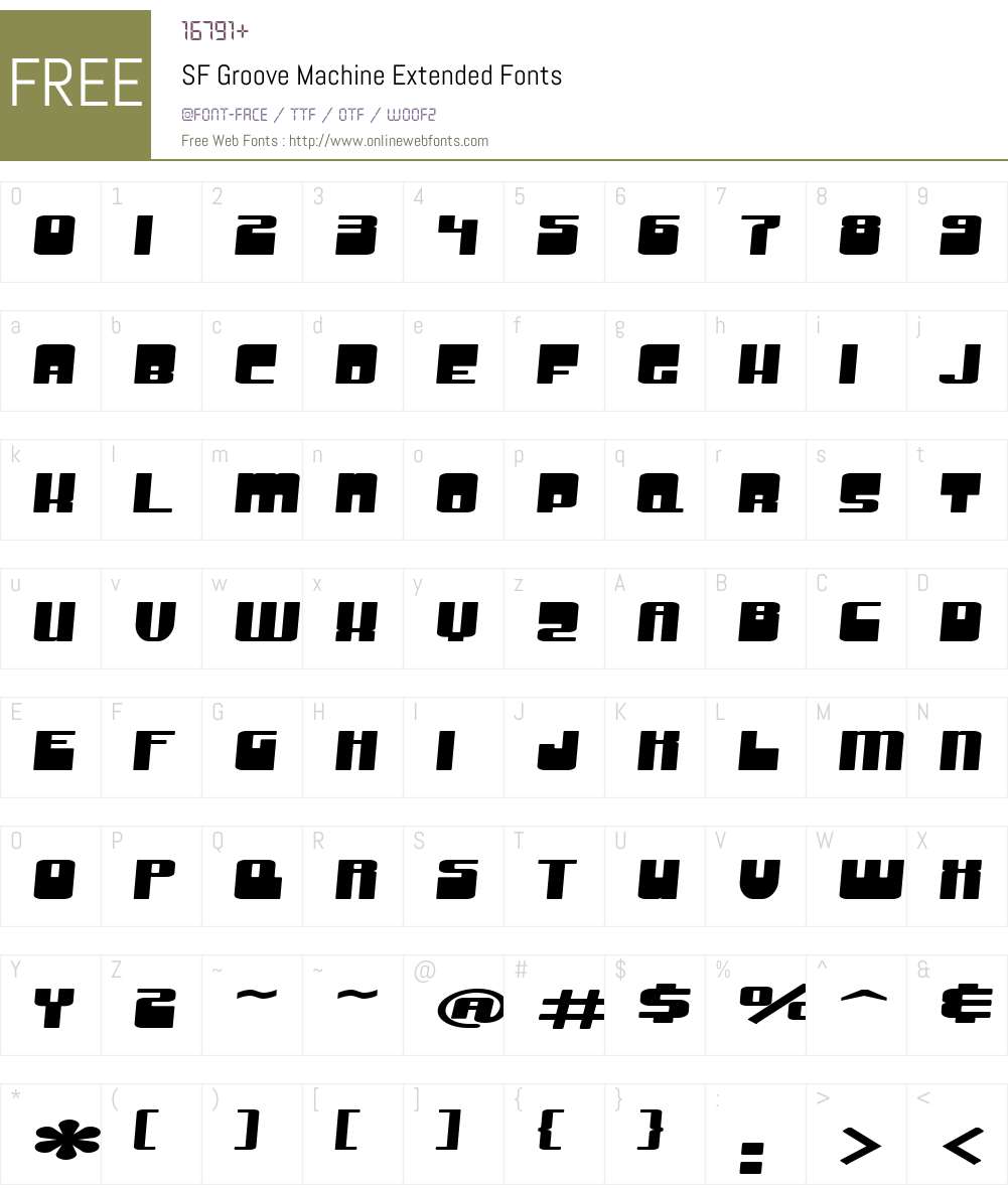 SF Groove Machine Extended Font Screenshots