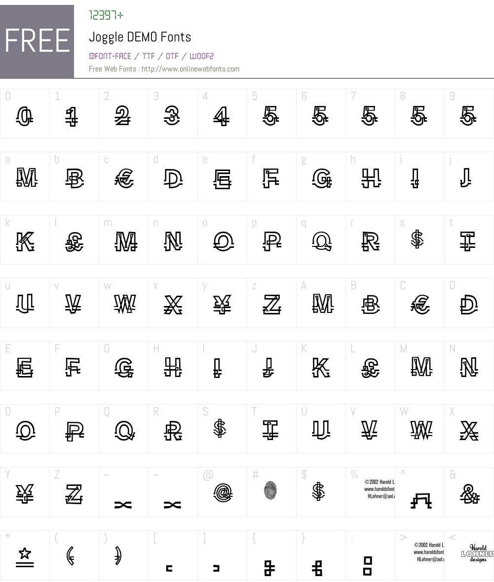 Joggle DEMO Font Screenshots