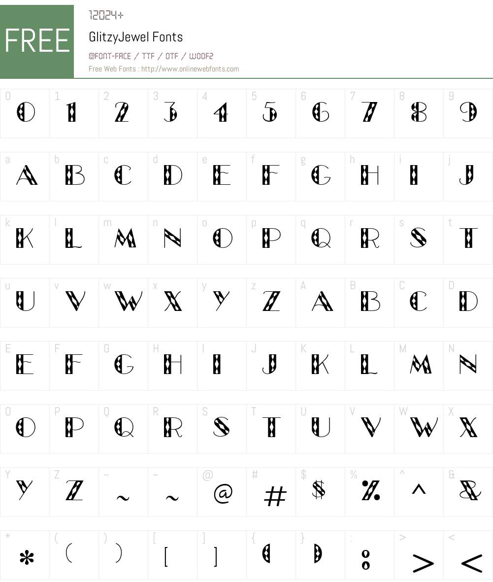 GlitzyJewel Font Screenshots