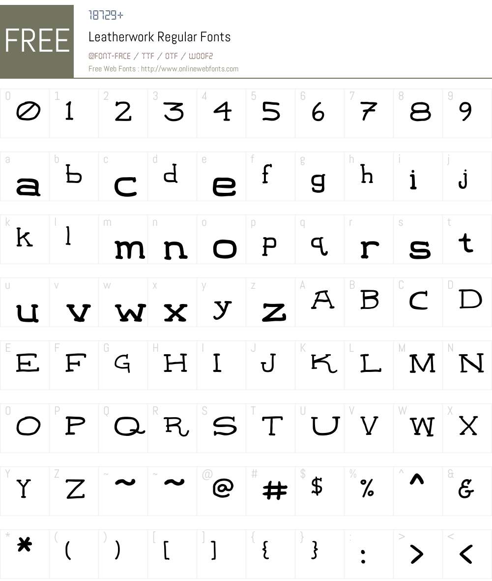 Leatherwork Font Screenshots