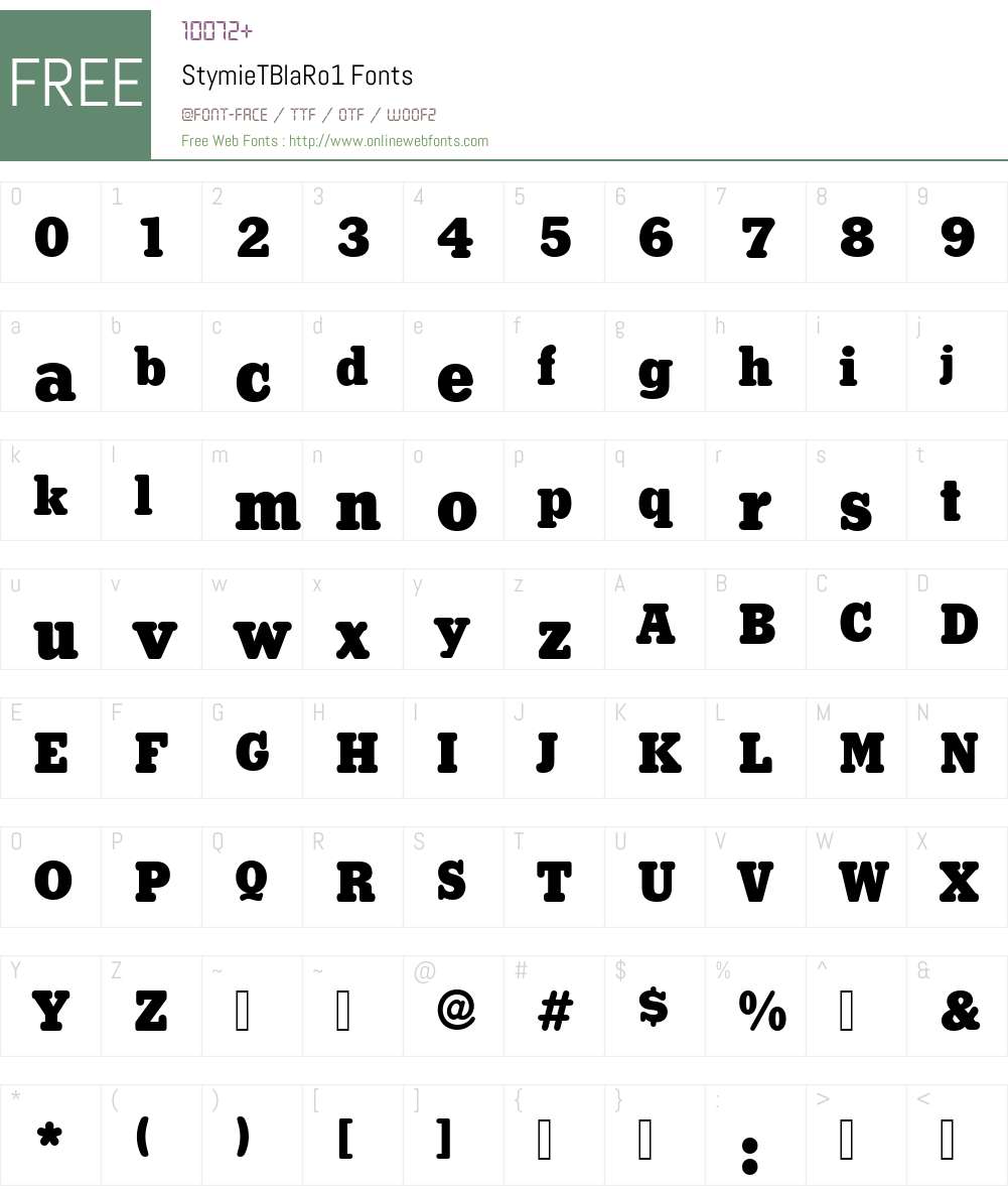 StymieTBlaRo1 Font Screenshots